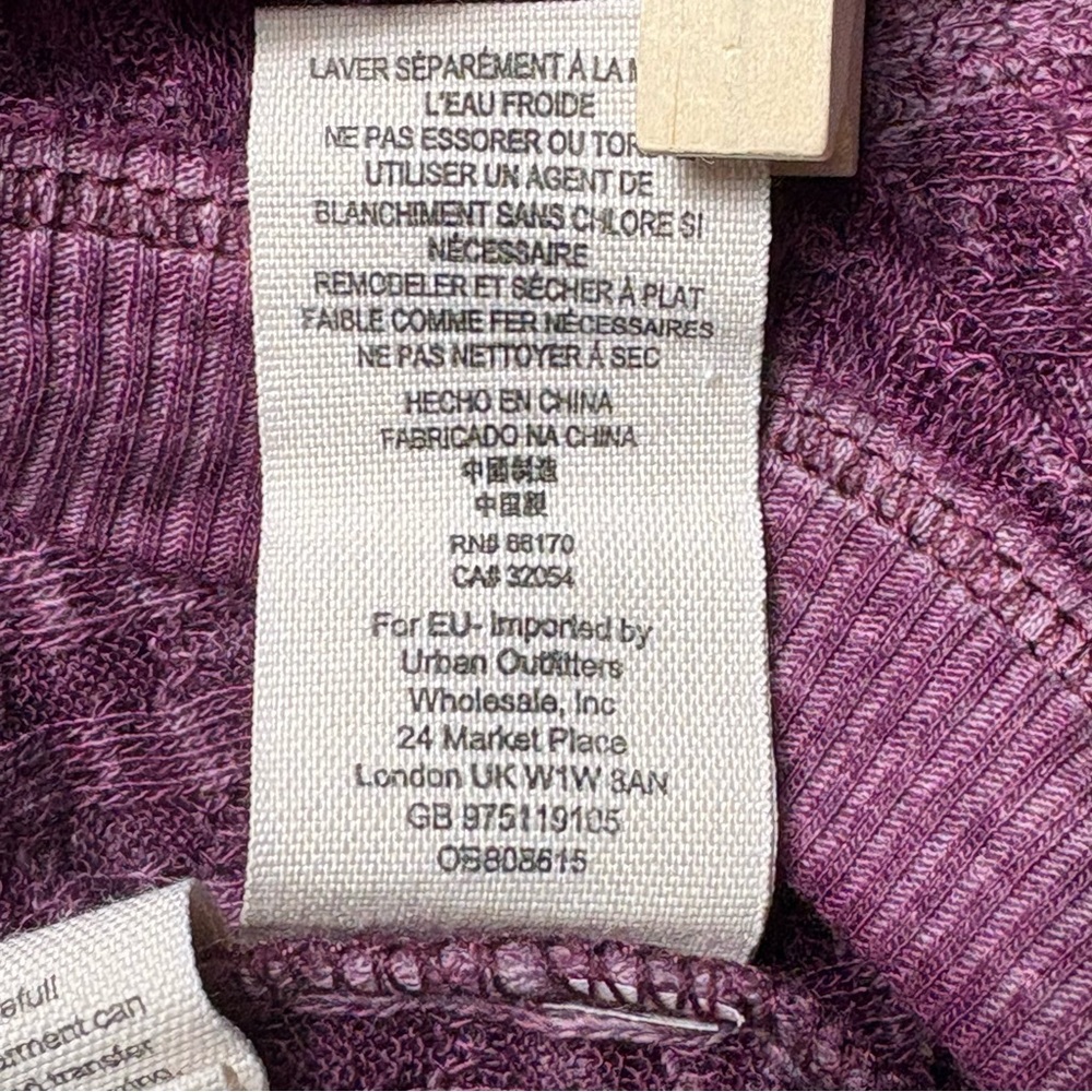 Free People We The Free South Side Thermal Top L Violet Relaxed Lightweight FLAW - Picture 13 of 13
